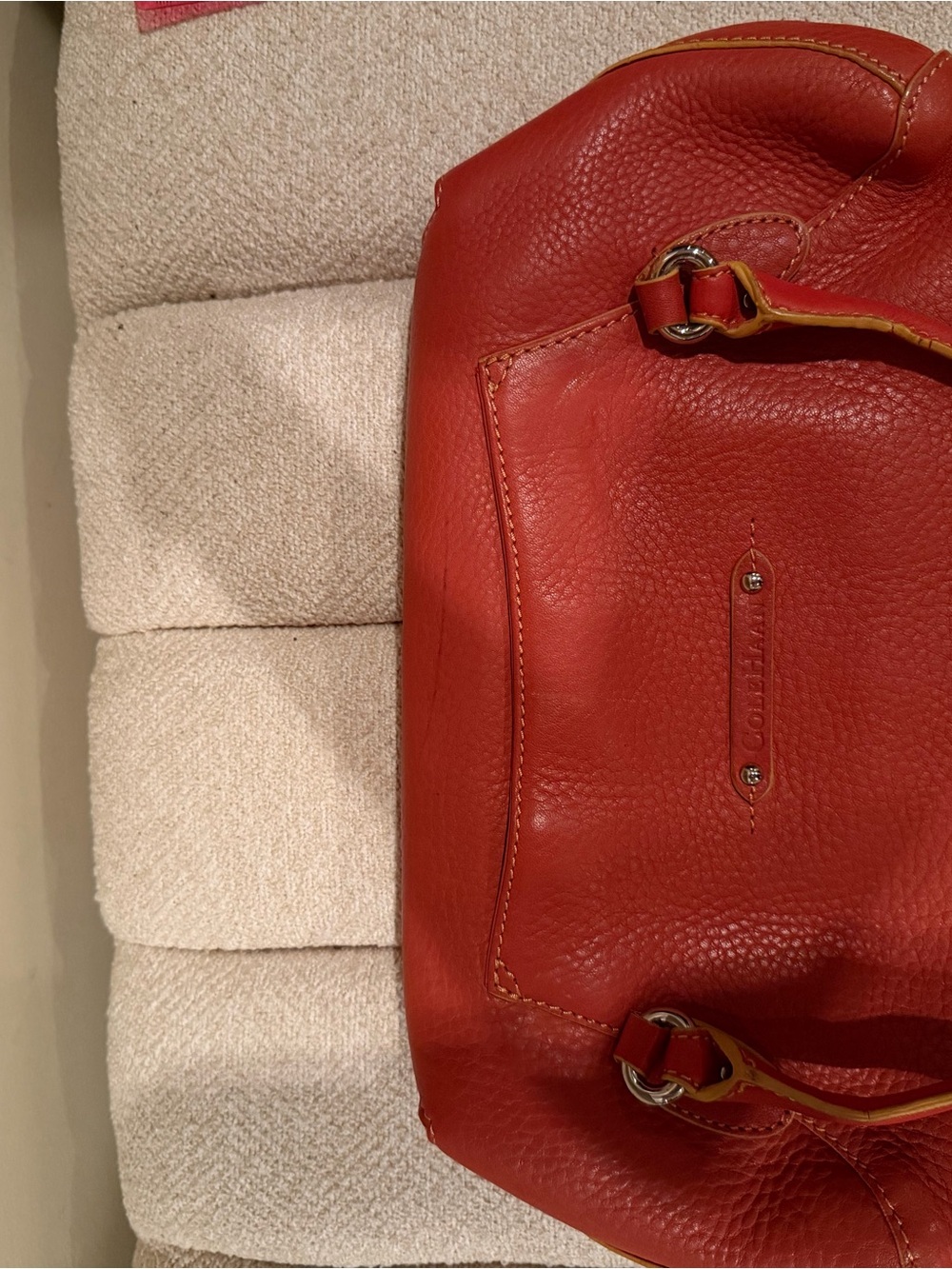 Cole Haan Tan Leather Double-Handle Shoulder Bag - Picture 10 of 12